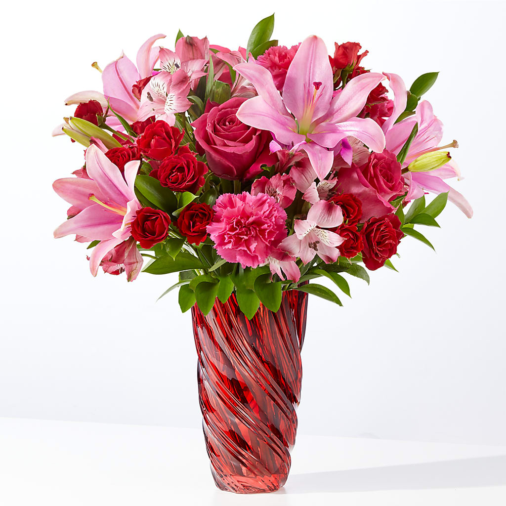 In Love Bouquet with Luxe Swirl Vase – A&L FLORAL, Hamilton NJ