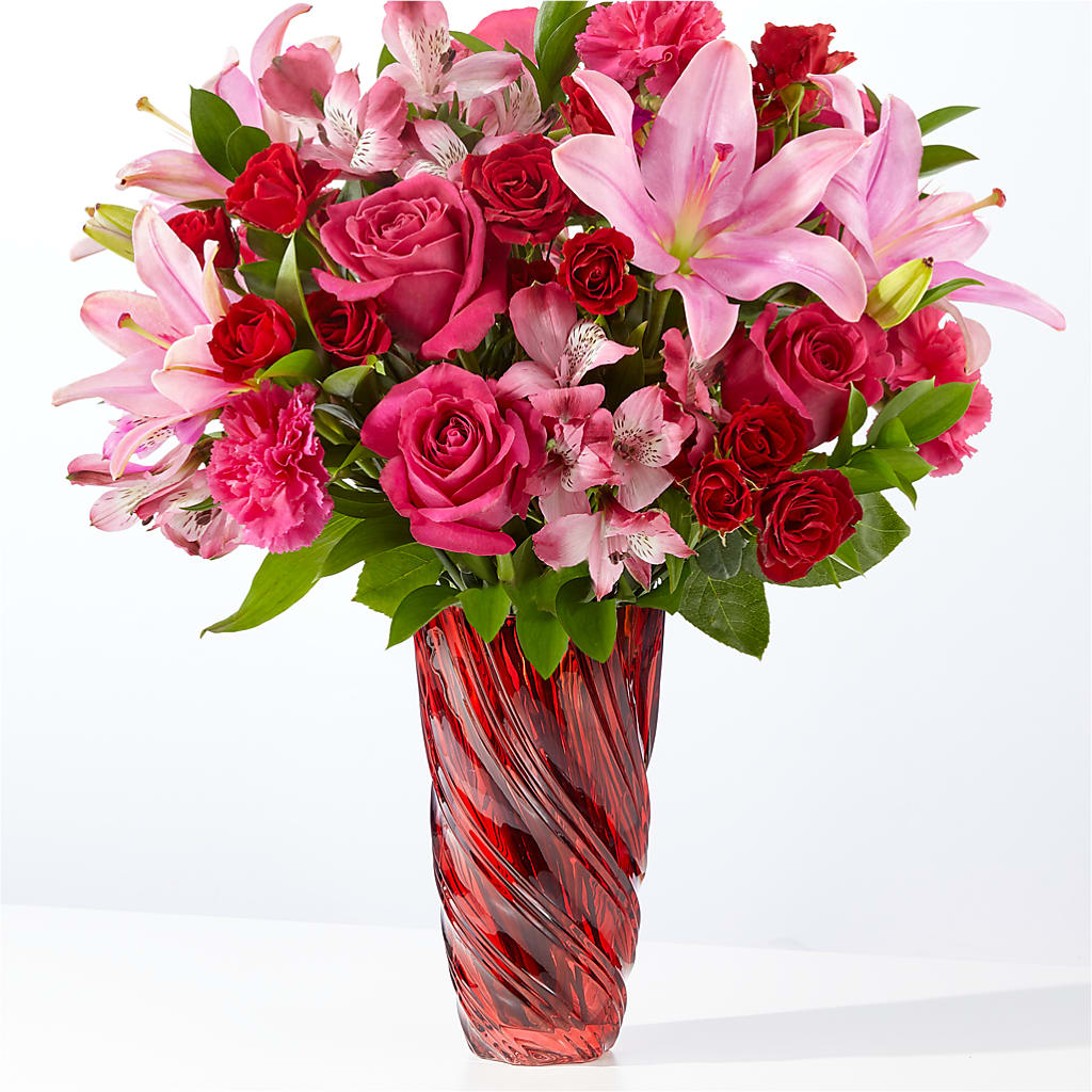 In Love Bouquet with Luxe Swirl Vase – A&L FLORAL, Hamilton NJ