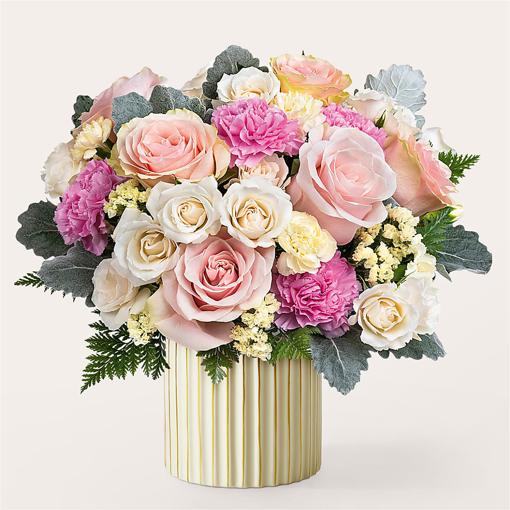 Blissful Moments Bouquet with Ivory Vase – A&L FLORAL, Hamilton NJ