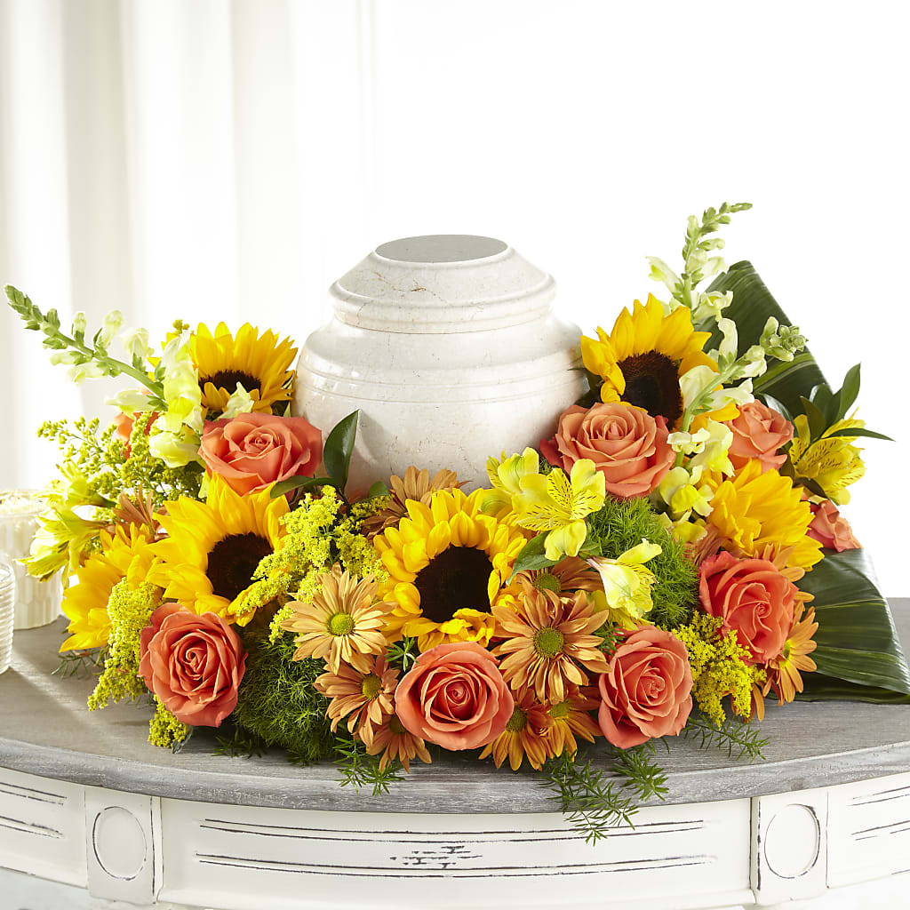 Faithful Sunflower Cremation Adornment – A&L FLORAL, Hamilton NJ