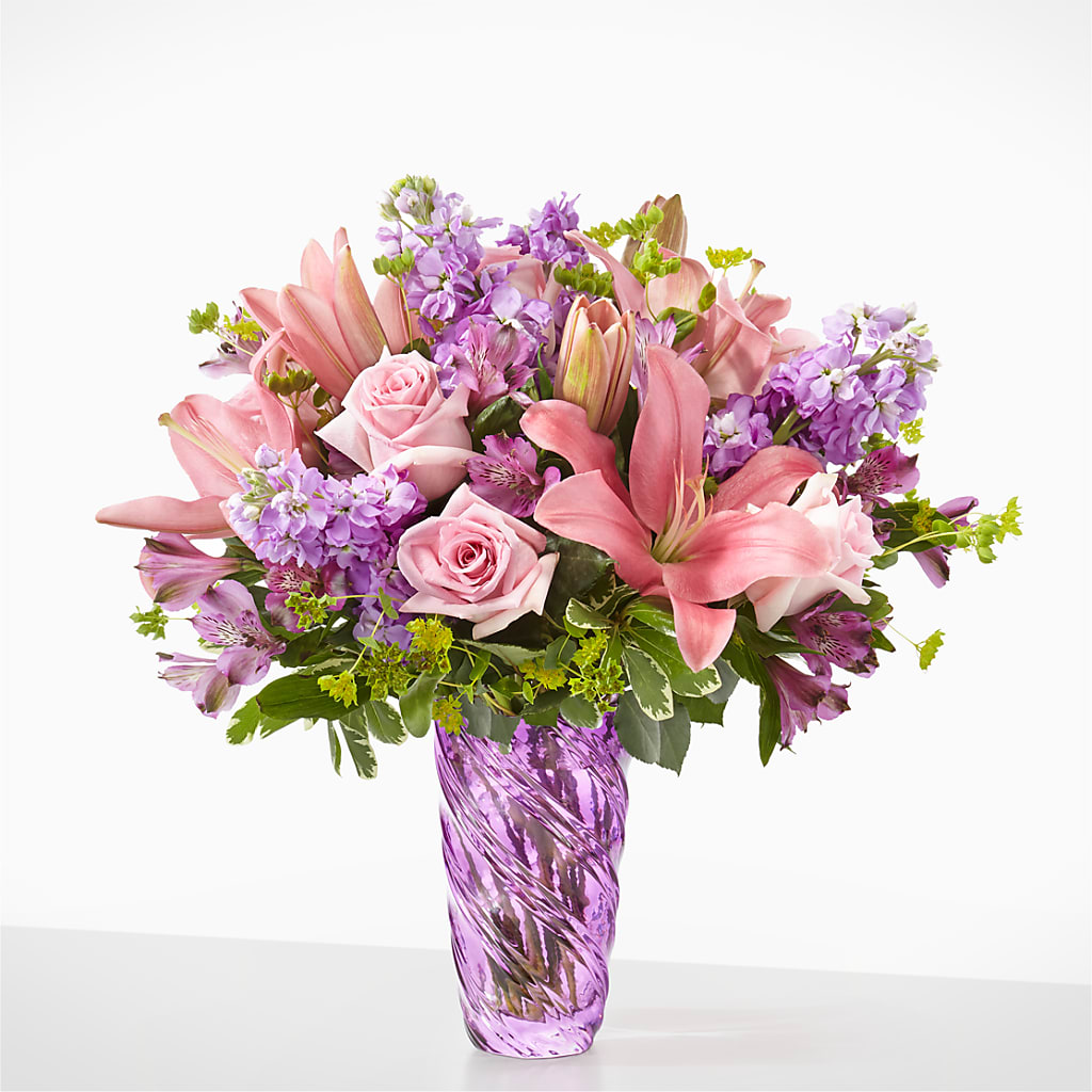 Precious Petals Bouquet with Luxe Swirl Vase – A&L FLORAL, Hamilton NJ