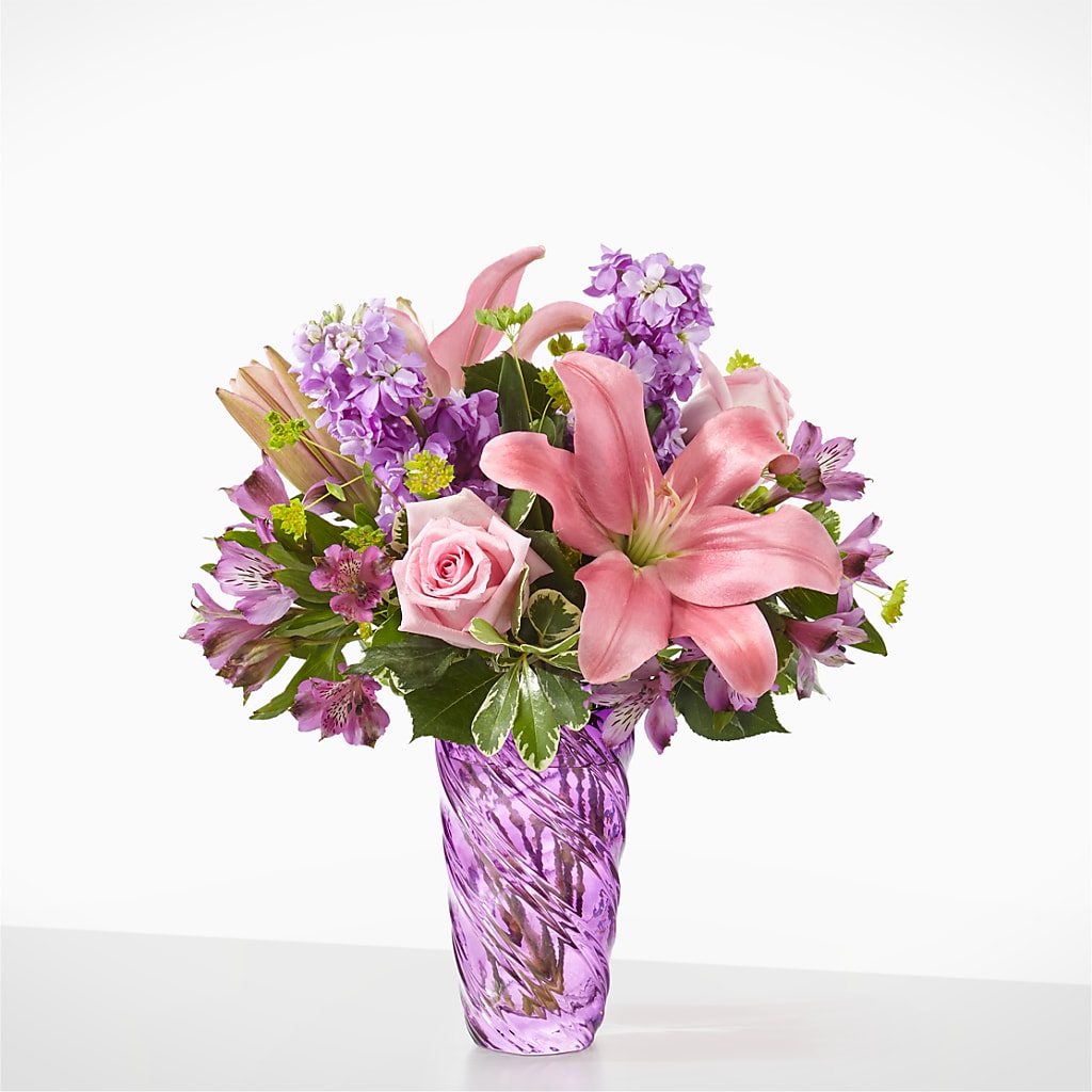 Precious Petals Bouquet with Luxe Swirl Vase – A&L FLORAL, Hamilton NJ