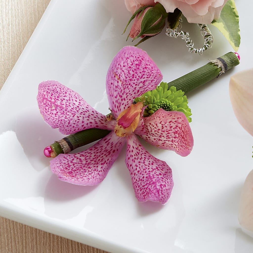 Pink Mokara Boutonniere – A&L FLORAL, Hamilton NJ