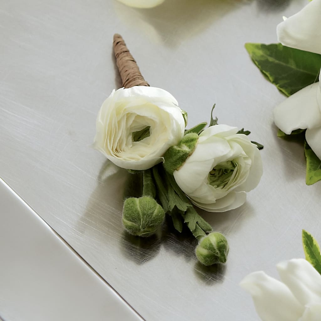 White Ranunculus Boutonniere – A&L FLORAL, Hamilton NJ