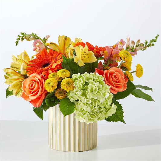 Autumn Sunshine Bouquet with Ivory Vase – A&L FLORAL, Hamilton NJ