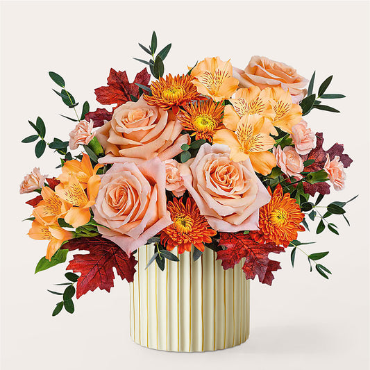 Spiced Latte Bouquet with Ivory Vase – A&L FLORAL, Hamilton NJ