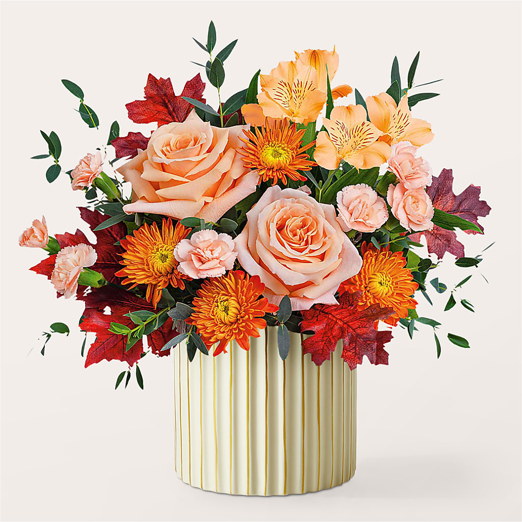 Spiced Latte Bouquet with Ivory Vase – A&L FLORAL, Hamilton NJ